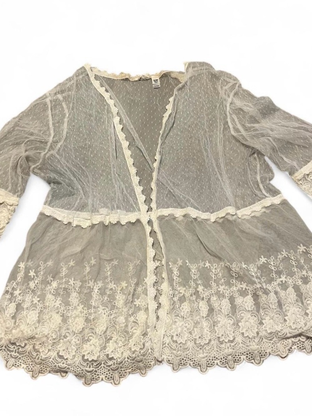 Cream‎ Sheer Embroidered Lace Cardigan